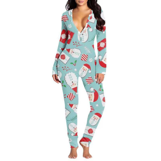 Printed Button Tight Jumpsuit For Women - Sculptify™