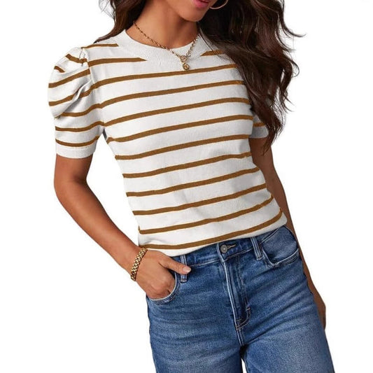 Womens Summer Casual Short-Sleeve Knitted Top Short sleeve t-shirts Sculptify™
