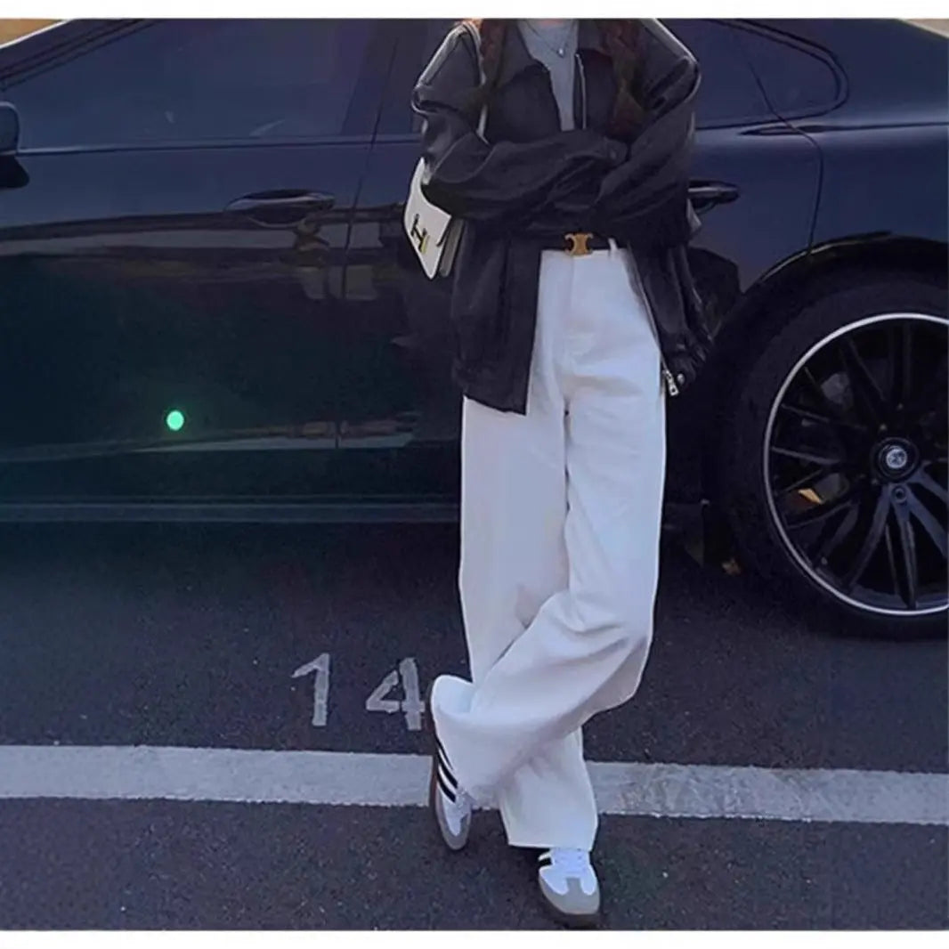 Clean Look Wide-Leg White Jeans - Sculptify™