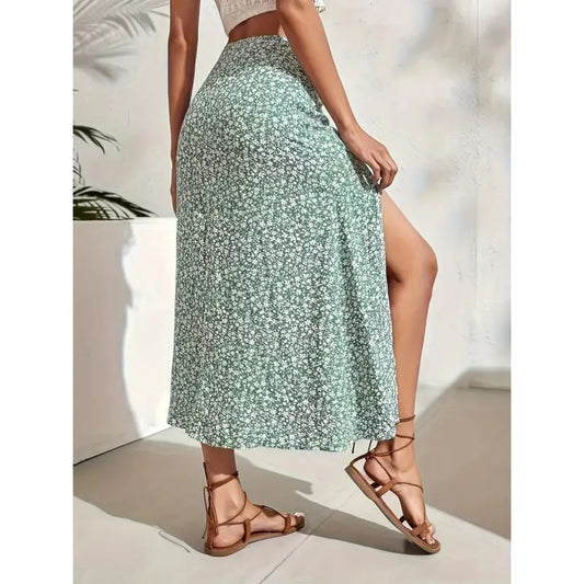 Women’s Chinese-Style Floral Split Skirt - Sculptify™