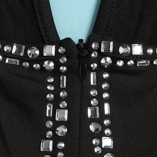 Women's See-through Deep V Rhinestone Jumpsuit - Sculptify™