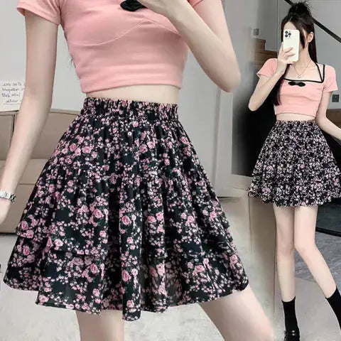Classic A-Line Skirt with Cherry Print - Sculptify™