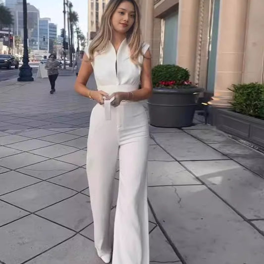 Solid Color Low Neck Sleeveless Tight Jumpsuit - Sculptify™