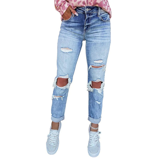 Distress Skinny Ripped Jeans - Sculptify™