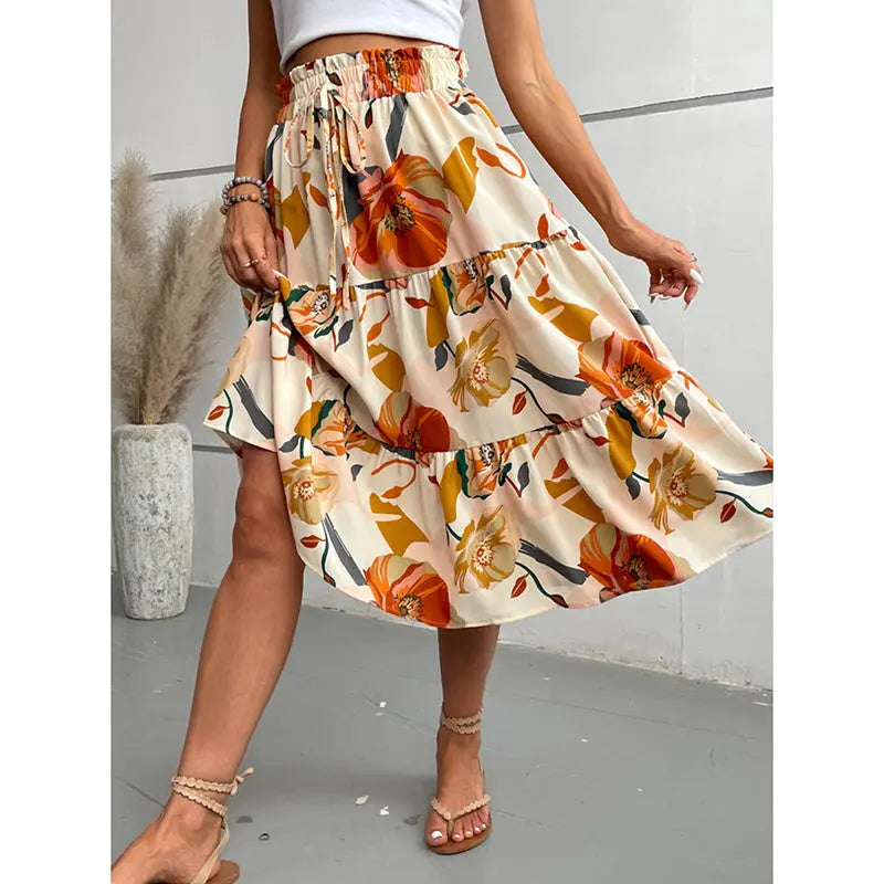 Effortless Boho Floral A-Line Skirt - Sculptify™