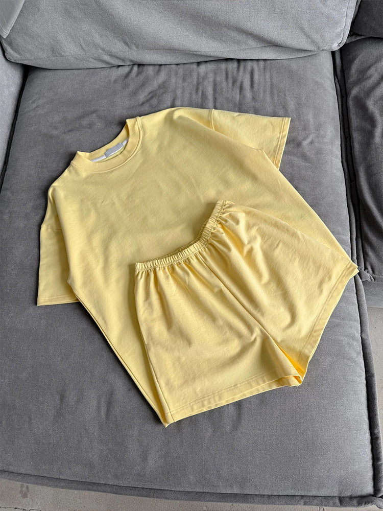 Casual Short-Sleeve Crew-Neck Top And Shorts Two-Piece Set - Sculptify™