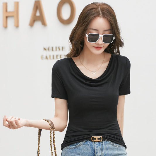 Women's Short-sleeved T-shirt With Pile Collar Short sleeve t-shirts Sculptify™