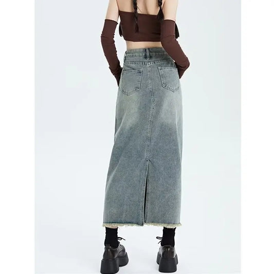 Chic Retro Tassel Denim Skirt - Sculptify™
