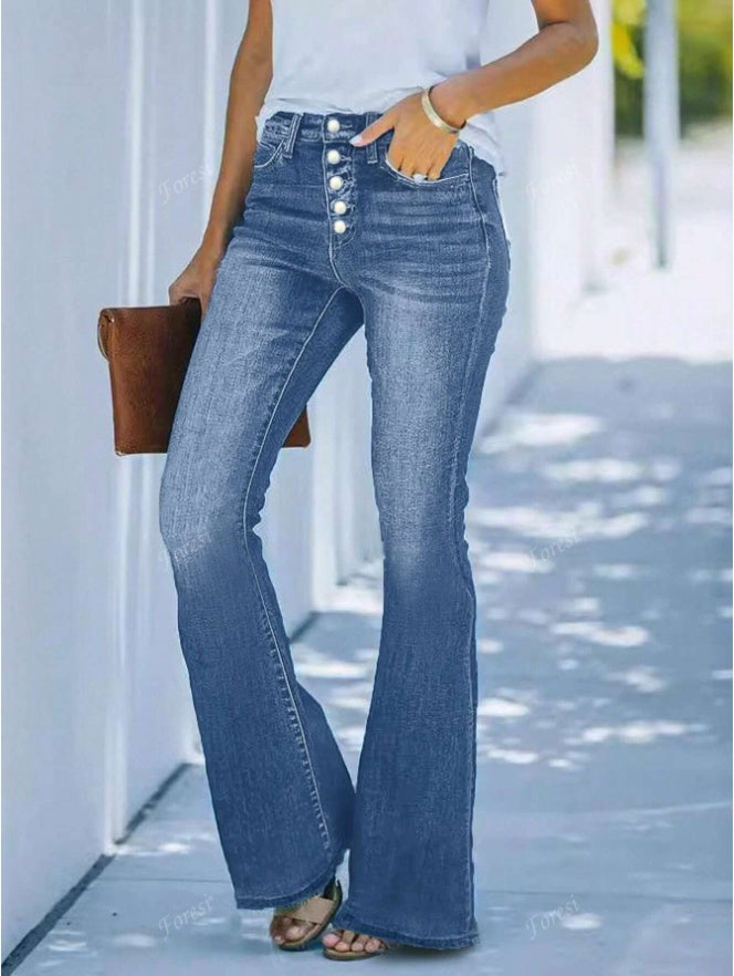 FlareFlex Multi-Button Jeans