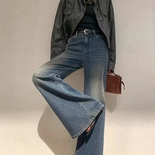 Washed Vintage Mop-Leg Jeans - Sculptify™