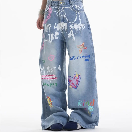 Edgy Waist Chain Printed Jeans - Sculptify™
