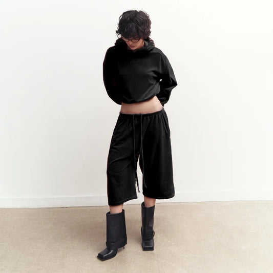 Womens Hooded Long-Sleeve Top And Elastic-Waist Shorts Set Sets Sculptify™