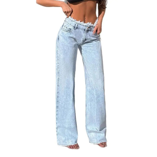 Raw Hem Relaxed High-Rise Jeans - Sculptify™