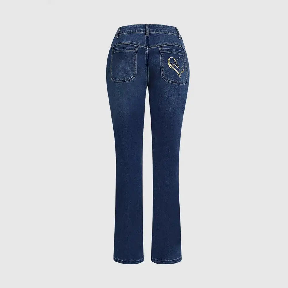 ChicFold Embroidered Denim Jeans - Sculptify™