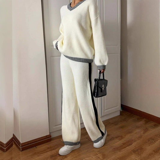 New Korean-style Jacquard Crew-neck Long-sleeve Set - Sculptify™