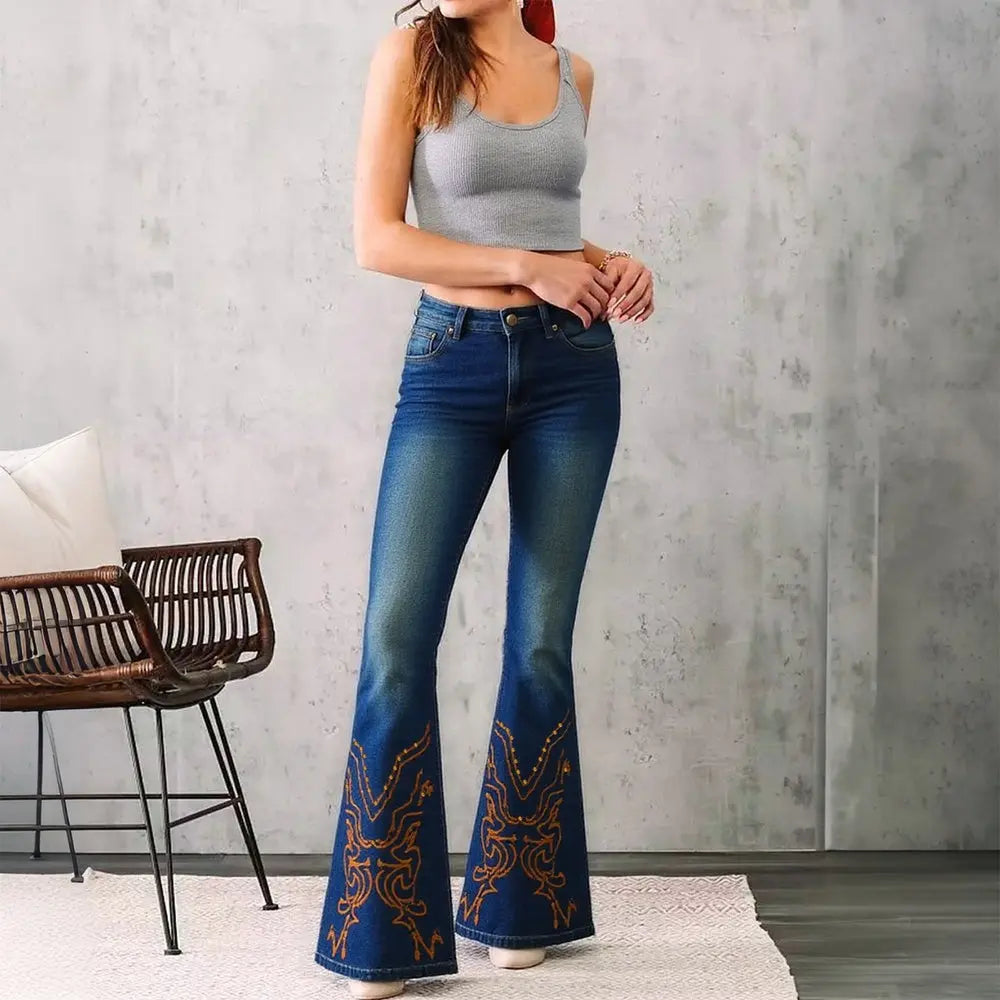 Sweetheart Cut-Out Flare Jeans - Sculptify™