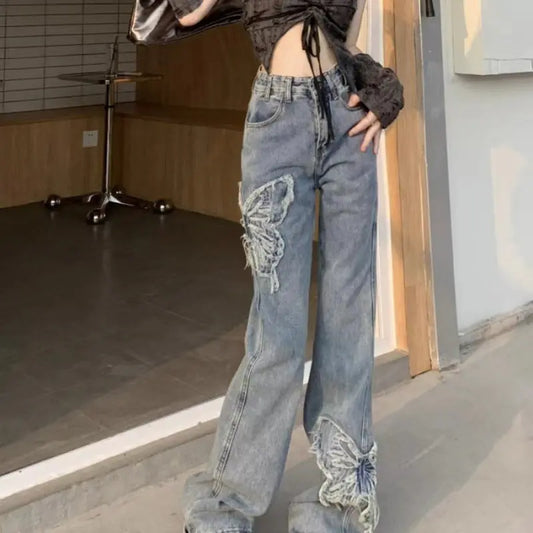 Mop Hem Butterfly Flare Jeans - Sculptify™