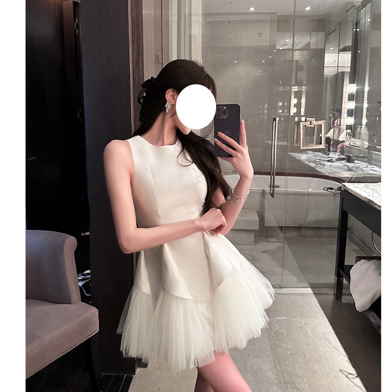 Puff Mesh Stitching Pearlescent Dress - Sculptify™