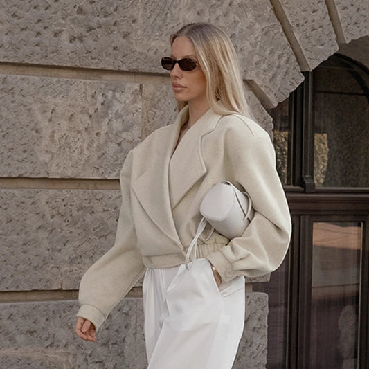 Commuter Wool Coat With A Blazer Collar For Women - Sculptify™