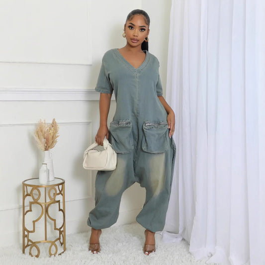 Women's Loose Crotch Jumpsuit Retro Personality - Sculptify™