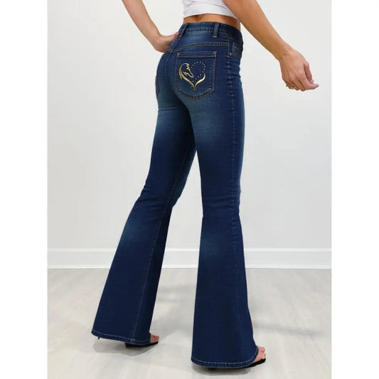 ChicFold Embroidered Denim Jeans - Sculptify™