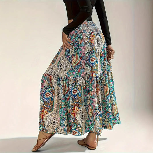 Flowy Summer Paisley Printed Skirt - Sculptify™
