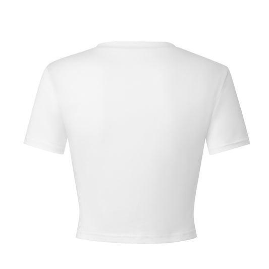 Womens Printed Top White Bodycon Cropped Navel-Exposed T-Shirt - Sculptify™