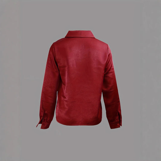 Elegant Solid-Color Minimalist V-Neck Long-Sleeve Shirt - Sculptify™