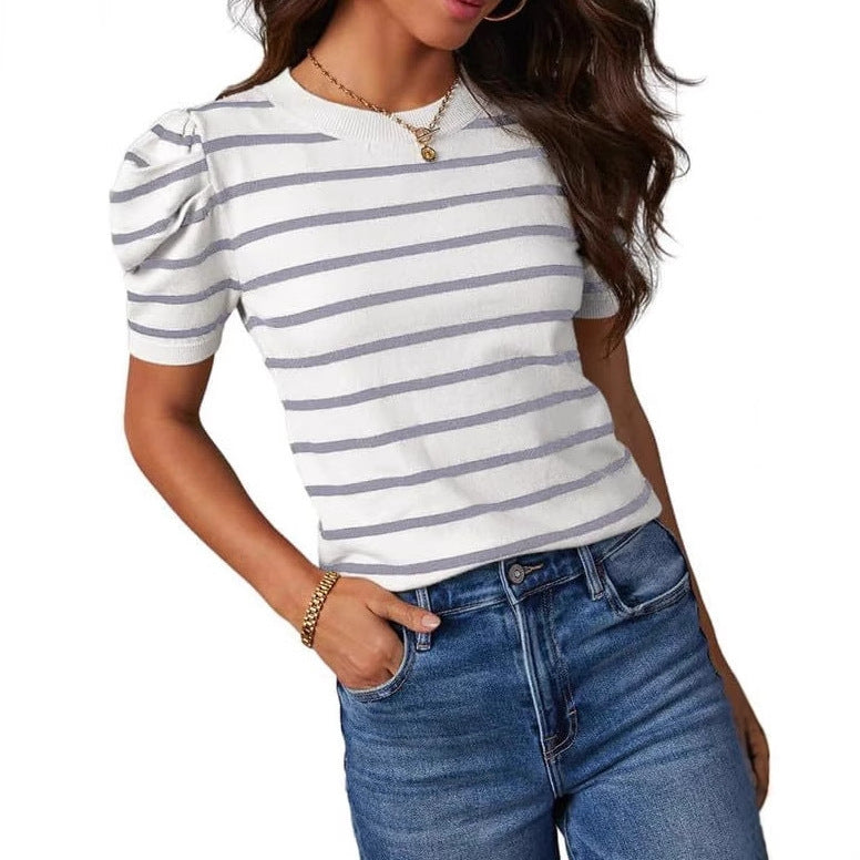 Womens Summer Casual Short-Sleeve Knitted Top  Short sleeve t-shirts Sculptify™