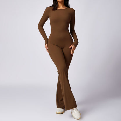 Leisure Horn Long Sleeve Yoga Jumpsuit Naked Women Feeling Tight Quick-drying Sports Workout - Sculptify™