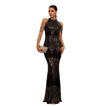 Halter Sequin Beads Slim-fit Evening Dress - Sculptify™