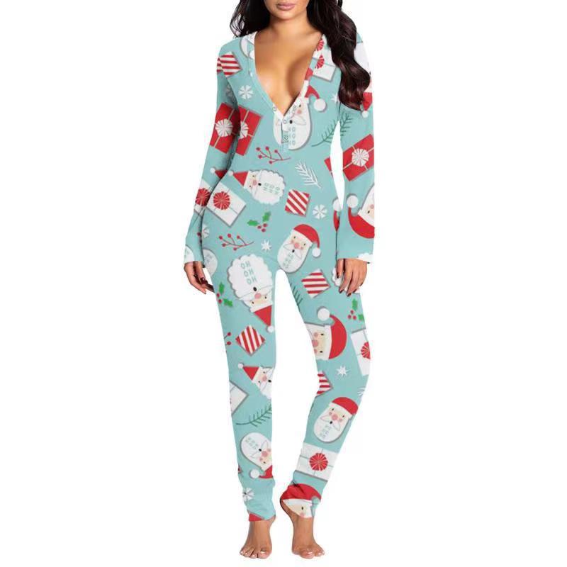Printed Button Tight Jumpsuit For Women - Sculptify™