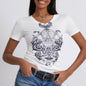 Stylish Womens Top A Figure-flattering Short-sleeved T-shirt With A Unique Print  Short sleeve t-shirts Sculptify™