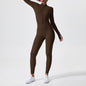Long Sleeve Outdoor Sports Jumpsuit Workout Clothes Zipper Training Skinny Hip Raise Yoga Clothes - Sculptify™