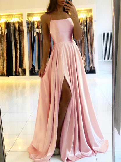 Amazon Long European And American Style Dress Slim Strap Back-to-back Dress High Slit Dance Host Dress - Sculptify™