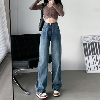 High Waist Draped Wide Leg Jeans