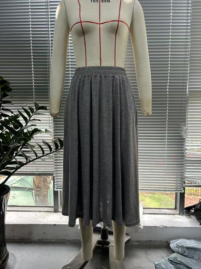 Modern High-Waist Flowy Draped Skirt