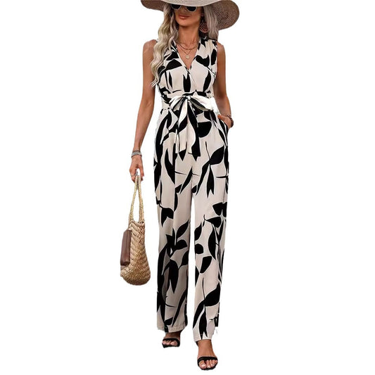 Fashionable High Waist Lace-up Wide Leg Jumpsuit For Women - Sculptify™