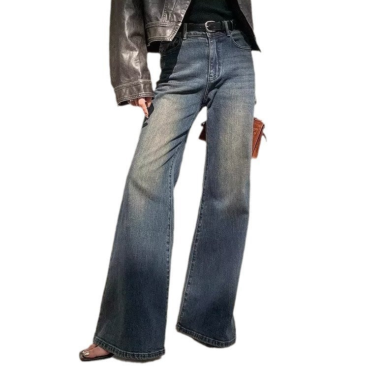Washed Vintage Mop-Leg Jeans