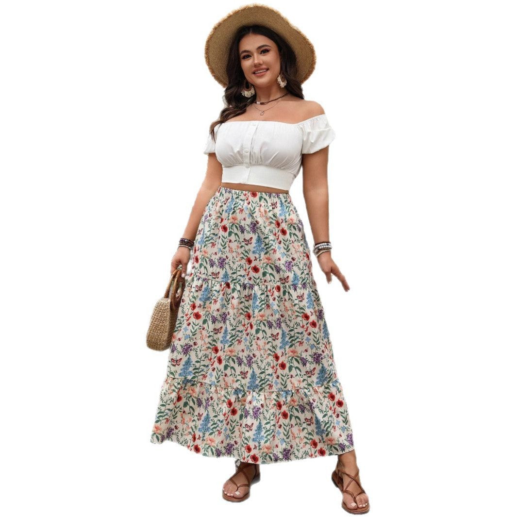 Vintage-Inspired Floral A-Line Skirt