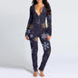 Printed Button Tight Jumpsuit For Women - Sculptify™