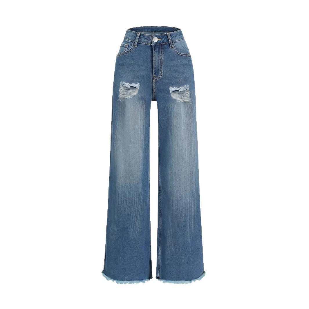 Grunge Flare Raw Hem Jeans