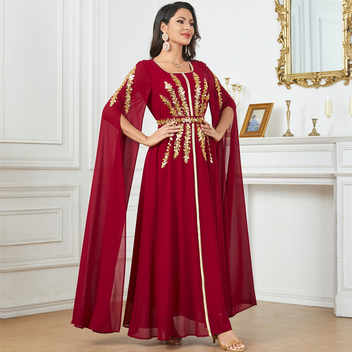 Arab Women's Robe Super Long Sleeve Muslim Dress - Sculptify™