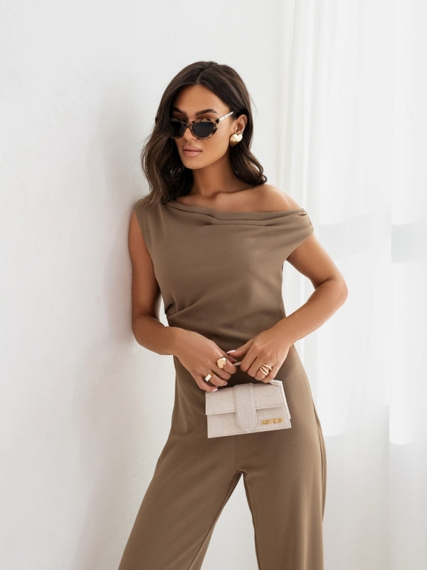 Sexy Jumpsuits For Women Falling Straps Business Rompers Elegant Straight Long Pants Rompers Fastened With A Zipper On The Side. - Sculptify™