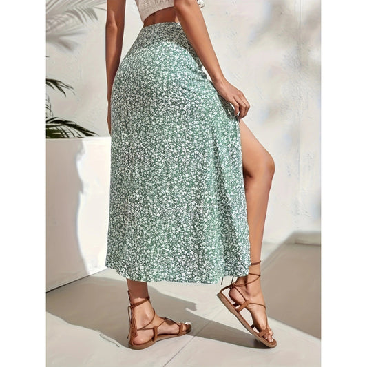 Women’s Chinese-Style Floral Split Skirt