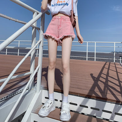 Trendy Summer Frayed Denim Shorts