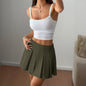 Trendy Girdle Waist Solid Pleated Skirt