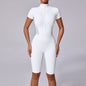 Tight Waist Open Collar Zipper Short Sleeve Yoga Jumpsuit Women - Sculptify™