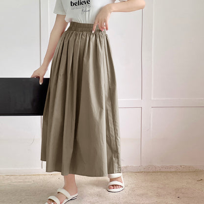 Casual Pure Cotton Flared Midi Skirt