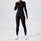 Long Sleeve Outdoor Sports Jumpsuit Workout Clothes Zipper Training Skinny Hip Raise Yoga Clothes - Sculptify™